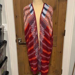 Eddie Bauer Knit Drape Phoenix Vest Womens  XL Aztec Tribal Indian Fall colors